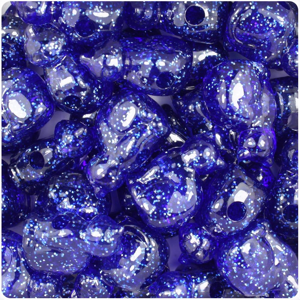 Dark Sapphire Sparkle 23mm Cat Pony Beads (8pcs)