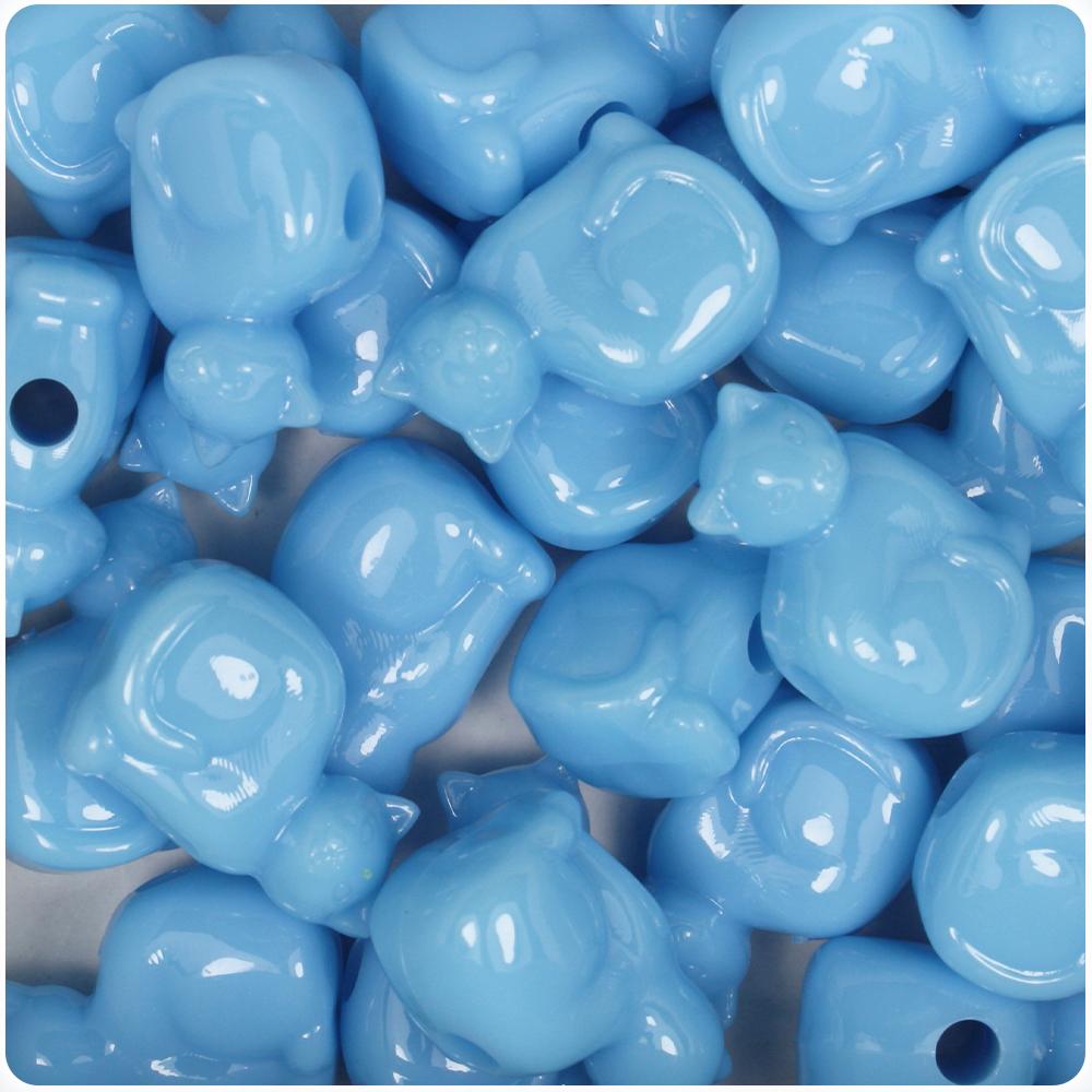 Baby Blue Opaque 23mm Cat Pony Beads (8pcs)