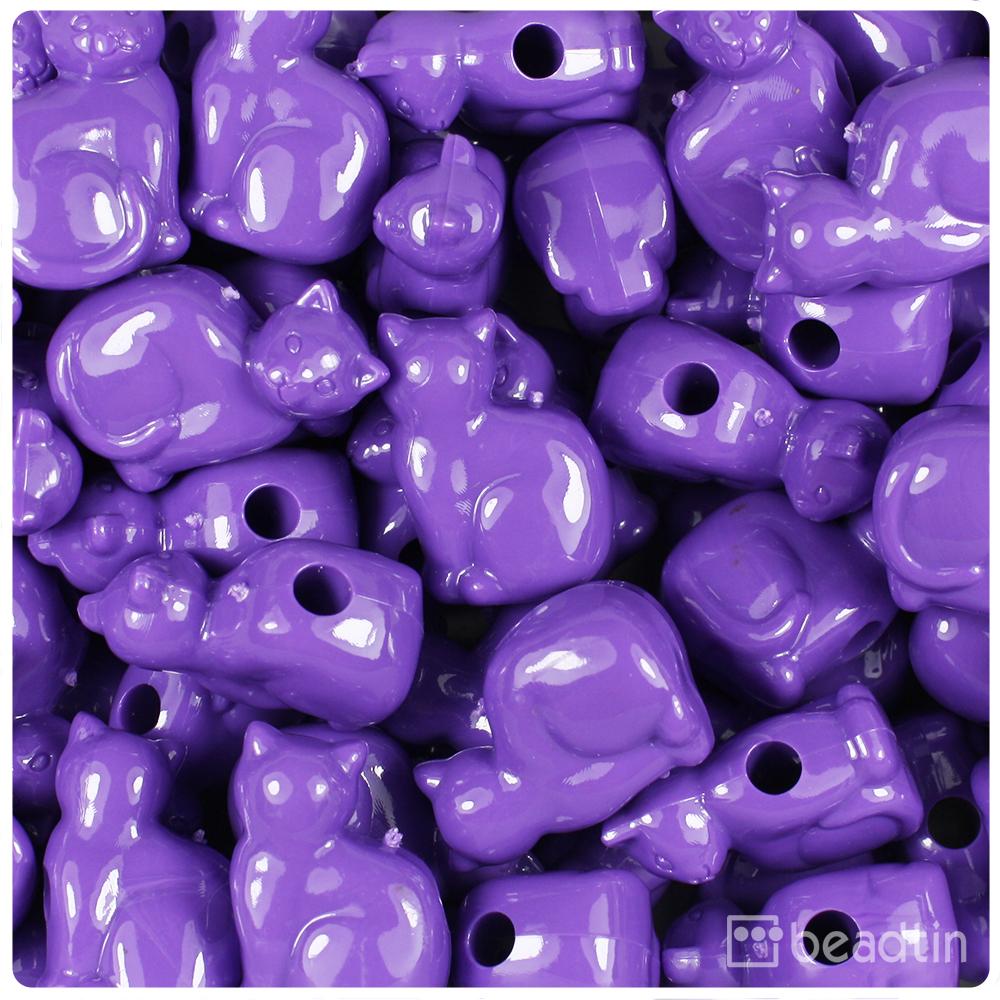 Dark Lilac Opaque 23mm Cat Pony Beads (8pcs)