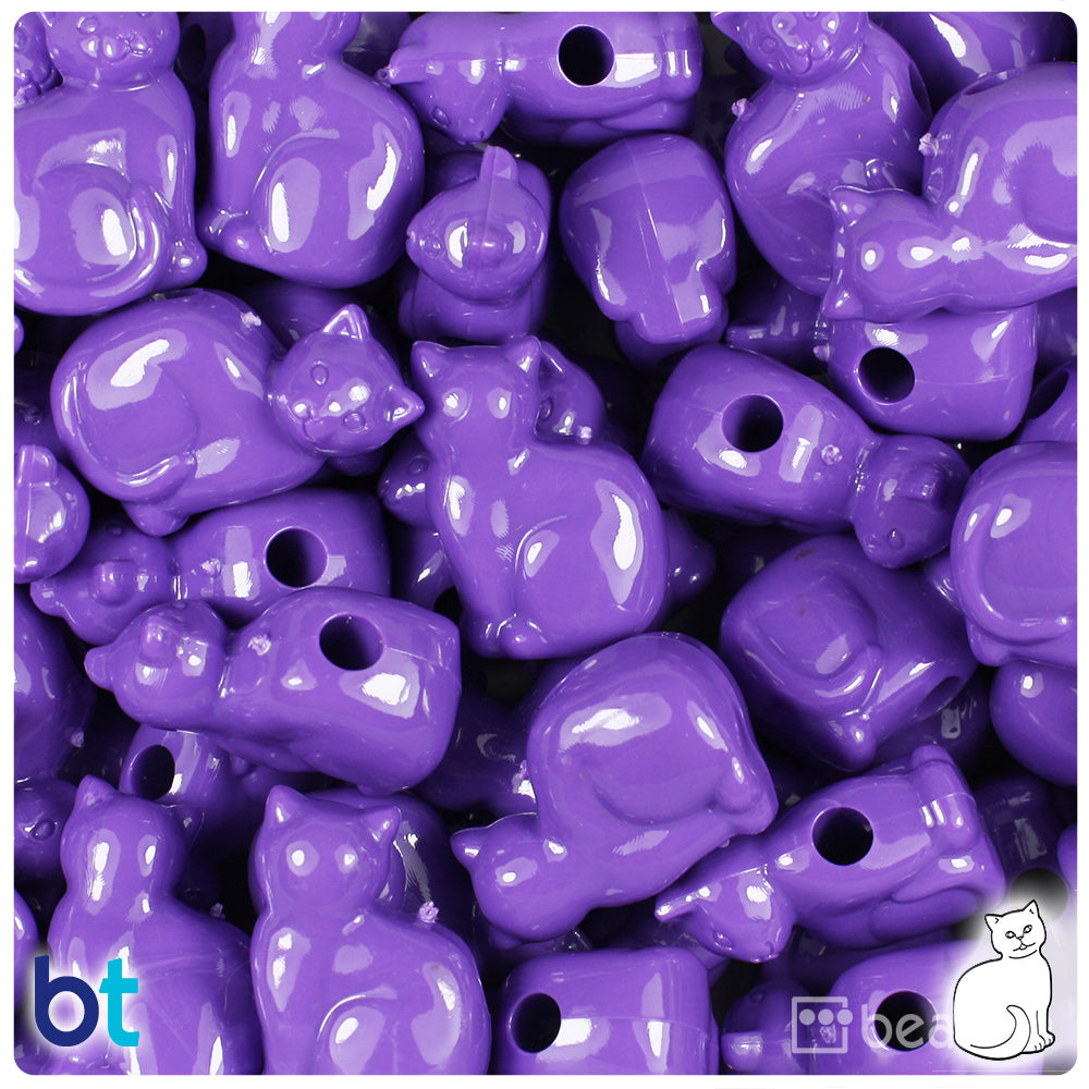 Dark Lilac Opaque 23mm Cat Pony Beads (24pcs)