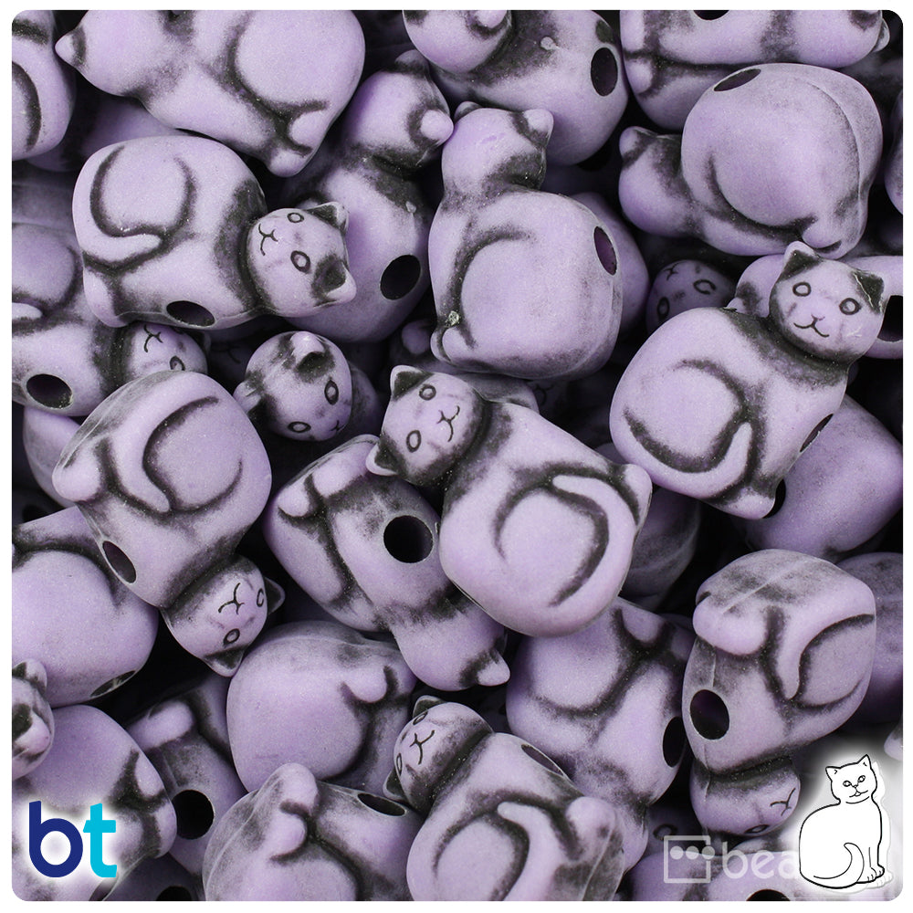 Lilac Antique 23mm Cat Pony Beads (24pcs)