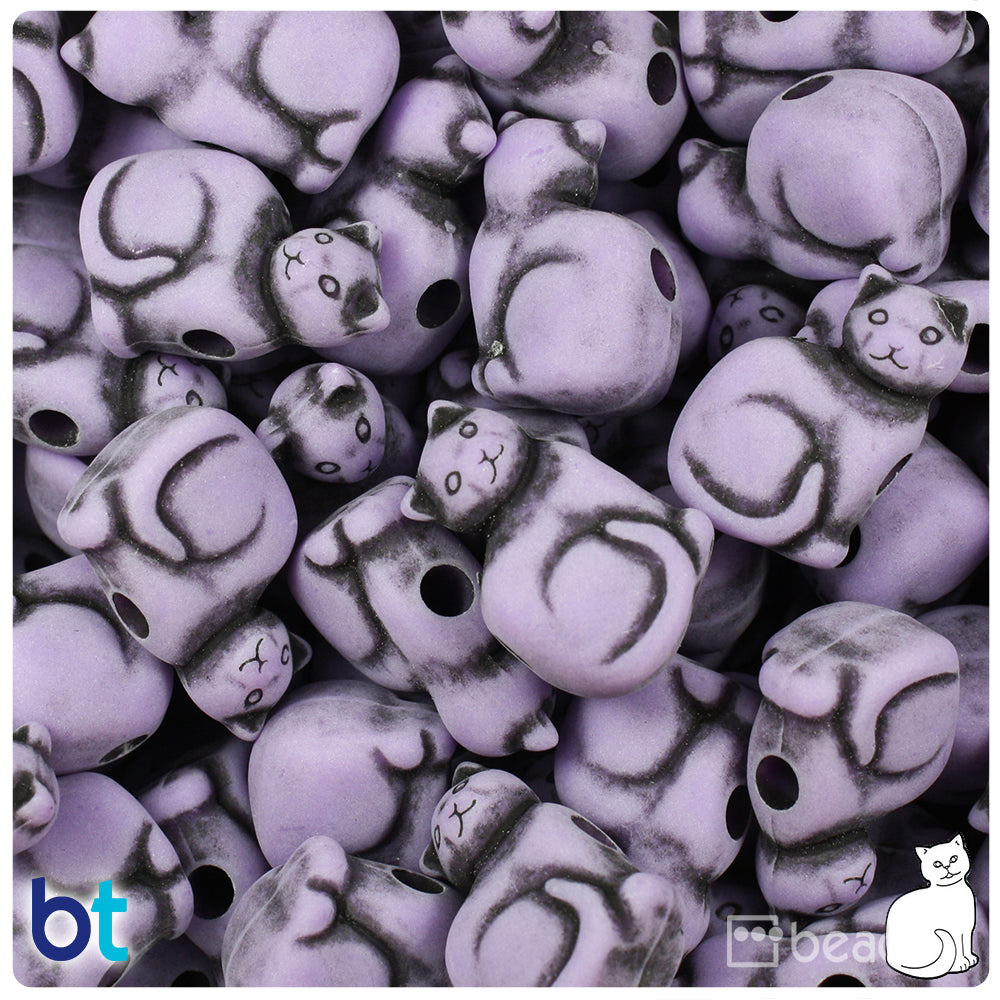 Lilac Antique 23mm Cat Pony Beads (8pcs)