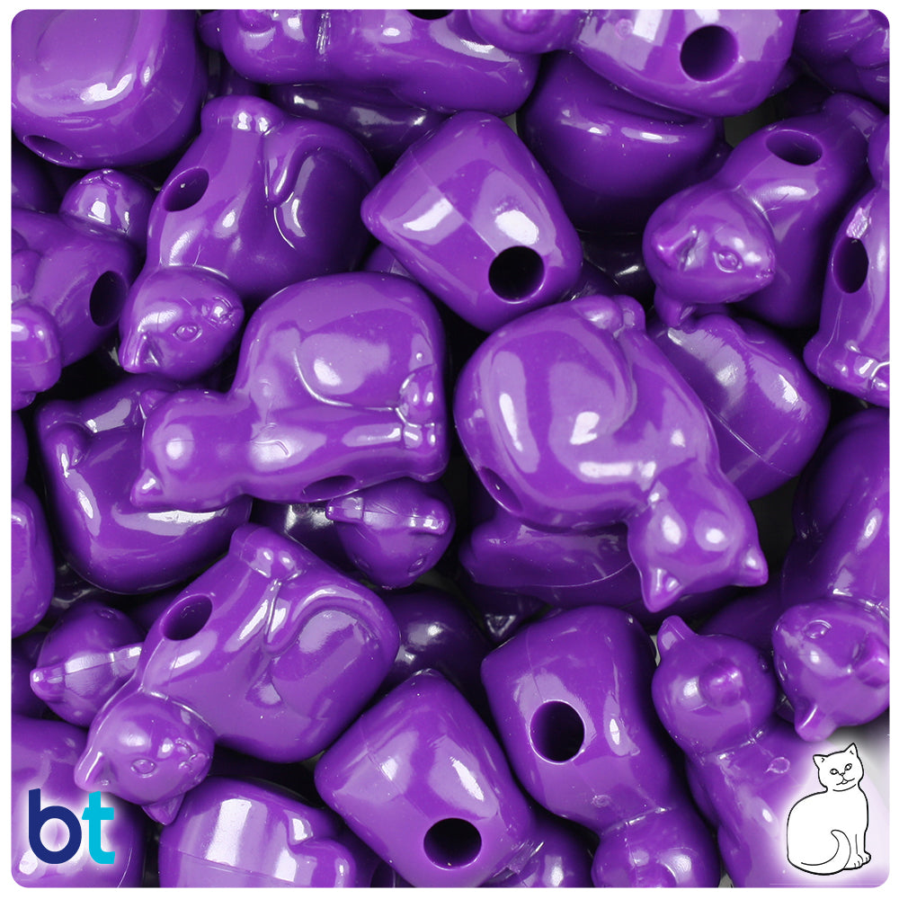 Plum Neon Bright 23mm Cat Pony Beads (8pcs)