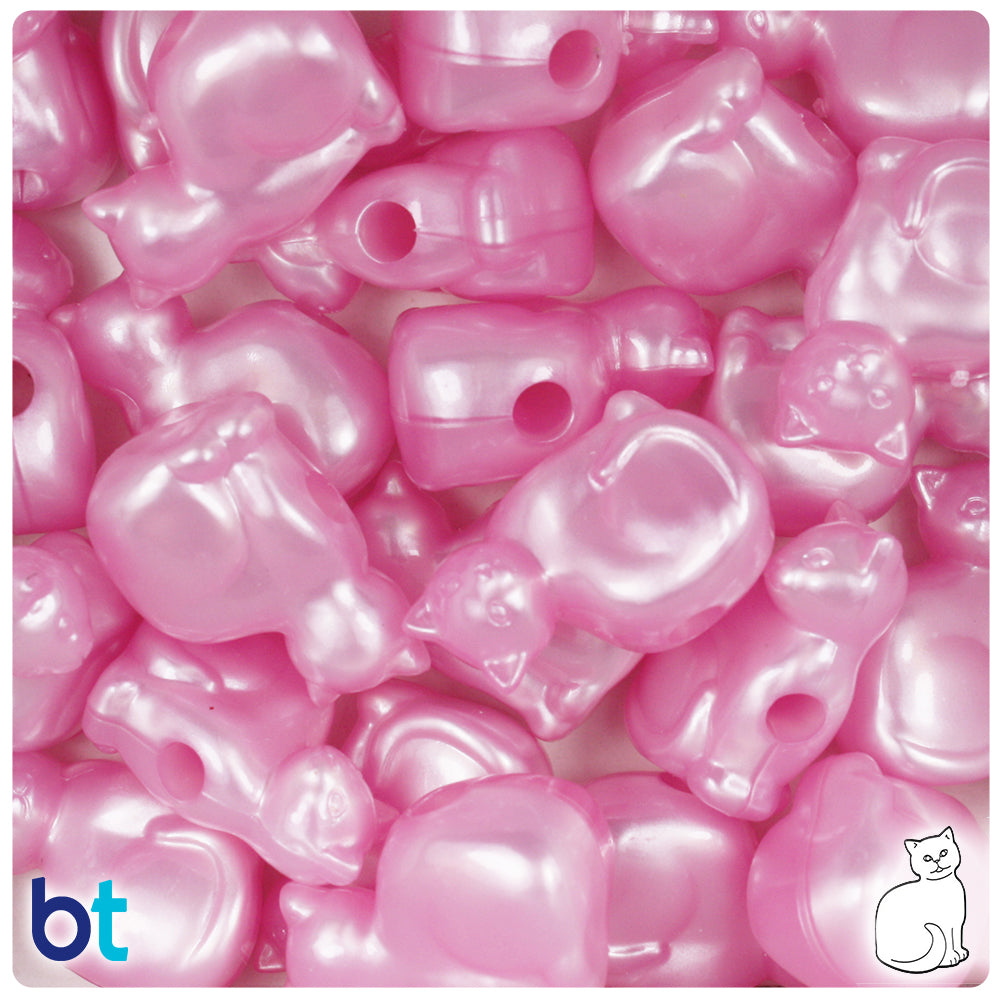 Light Pink Pearl 23mm Cat Pony Beads (24pcs)