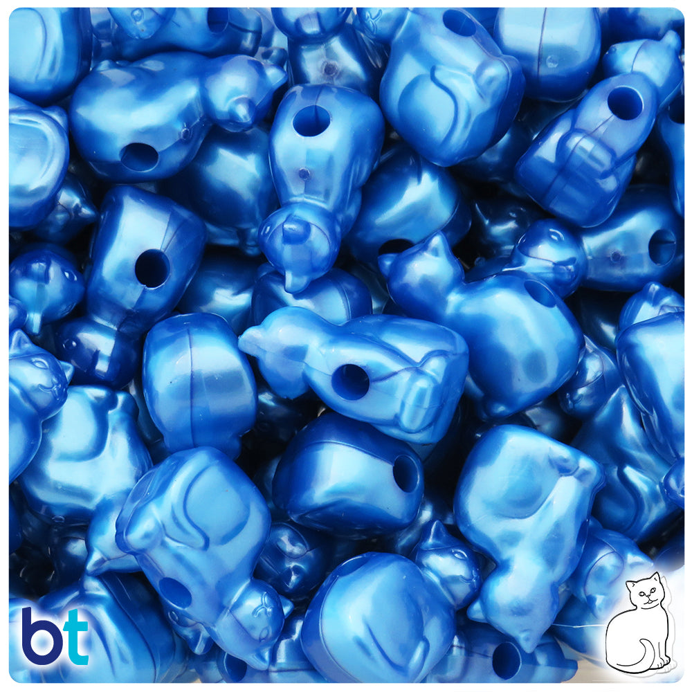 Dark Blue Pearl 23mm Cat Pony Beads (24pcs)