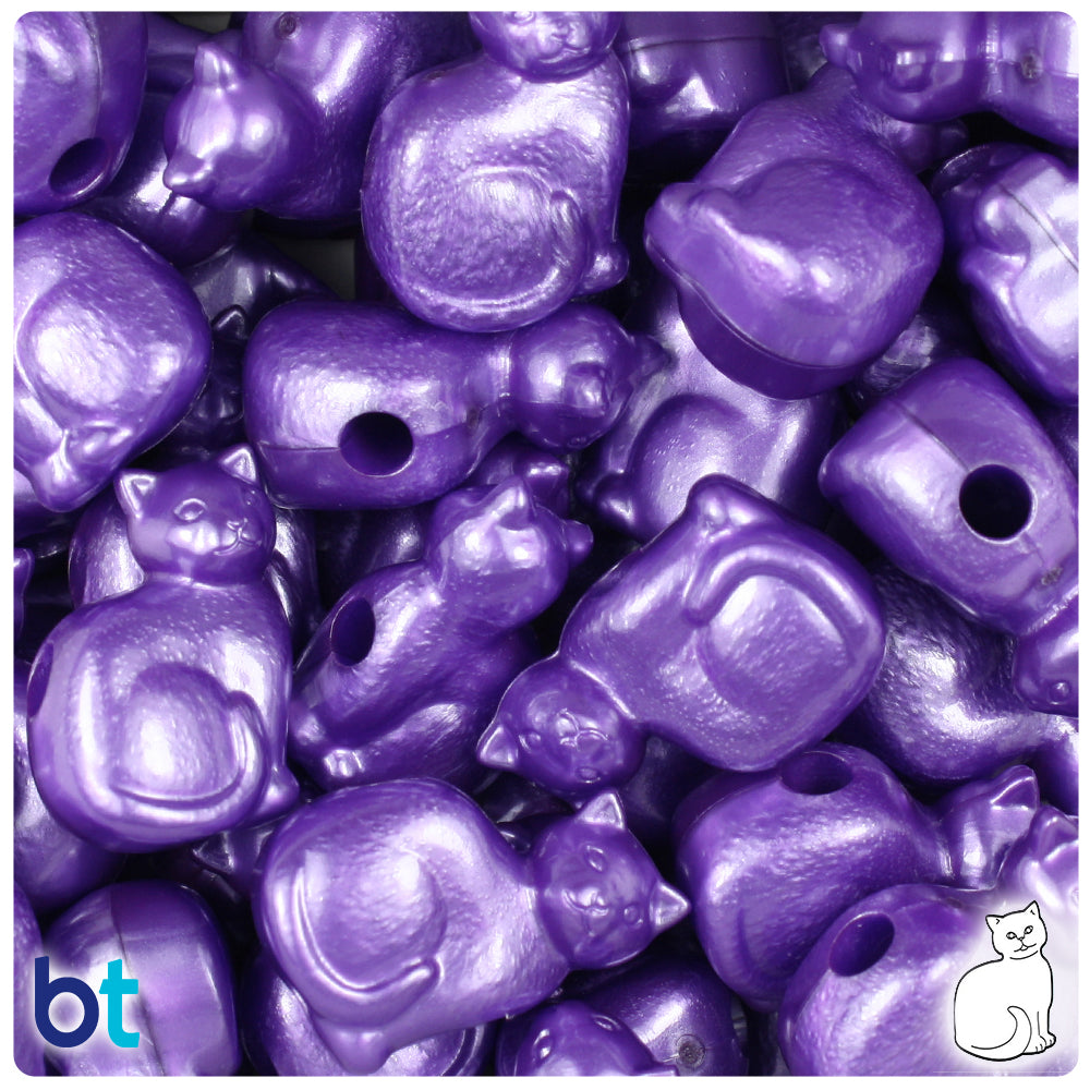 Dark Purple Pearl 23mm Cat Pony Beads (24pcs)