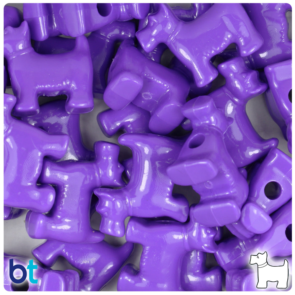 Dark Lilac Opaque 24mm Scotty Dog Pony Beads (24pcs)