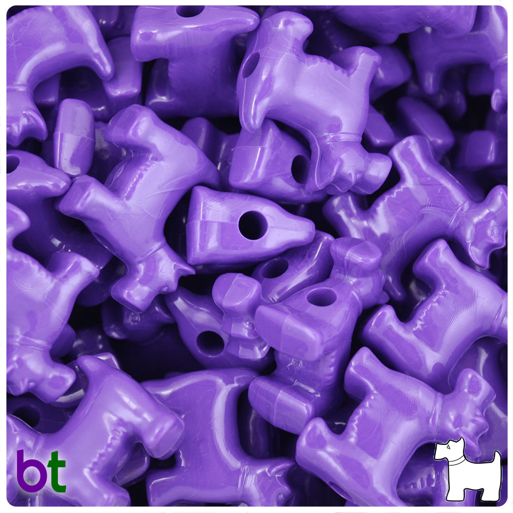Dark Lilac Opaque 24mm Scotty Dog Pony Beads (8pcs)