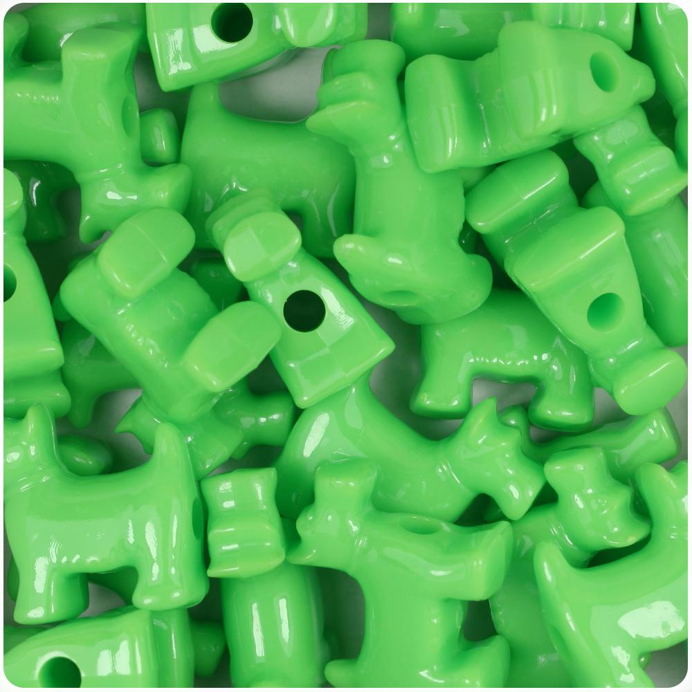 Lime Opaque 24mm Scotty Dog Pony Beads (8pcs)
