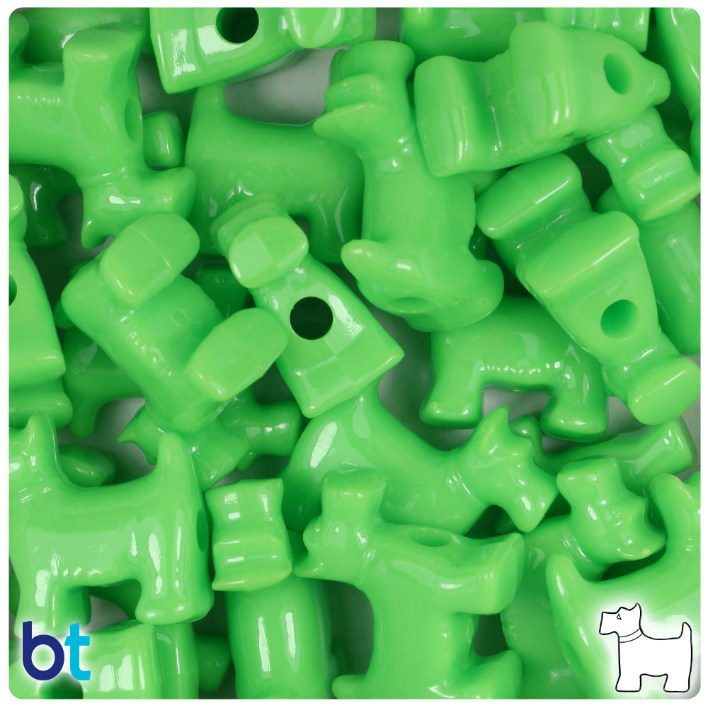Lime Opaque 24mm Scotty Dog Pony Beads (24pcs)