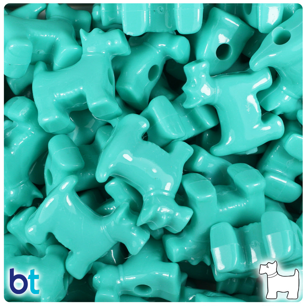 Light Turquoise Opaque 24mm Scotty Dog Pony Beads (24pcs)