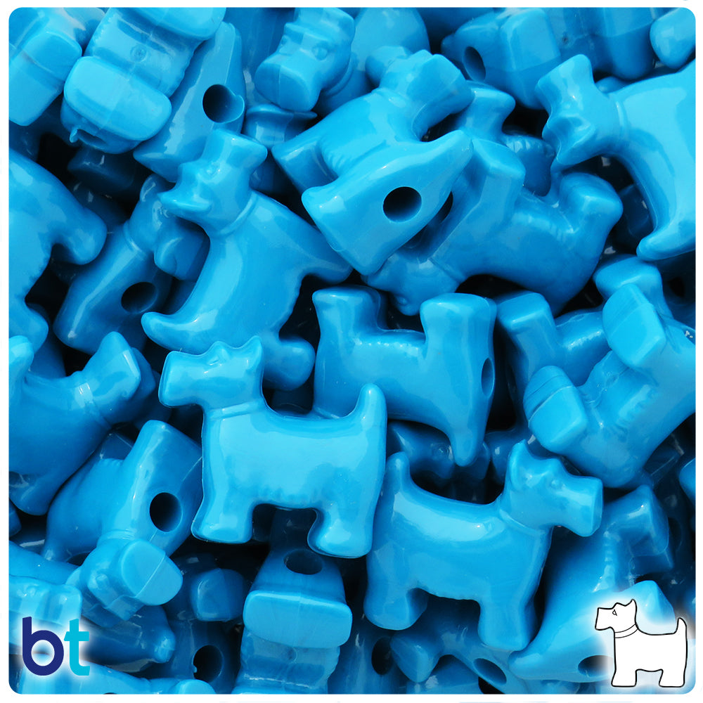 Dark Turquoise Opaque 24mm Scotty Dog Pony Beads (24pcs)