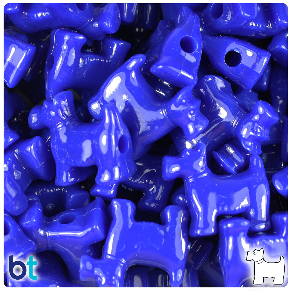 Royal Blue Opaque 24mm Scotty Dog Pony Beads (24pcs)
