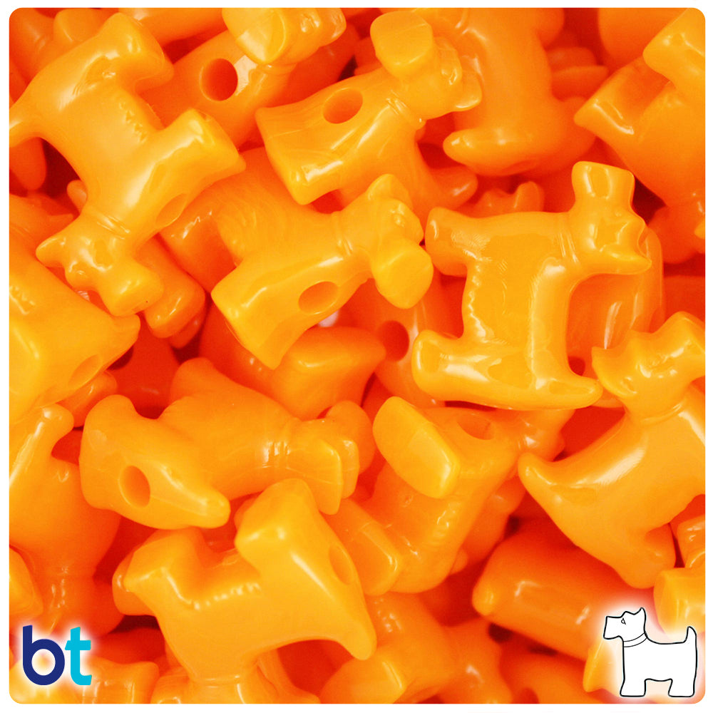 Orange Opaque 24mm Scotty Dog Pony Beads (24pcs)