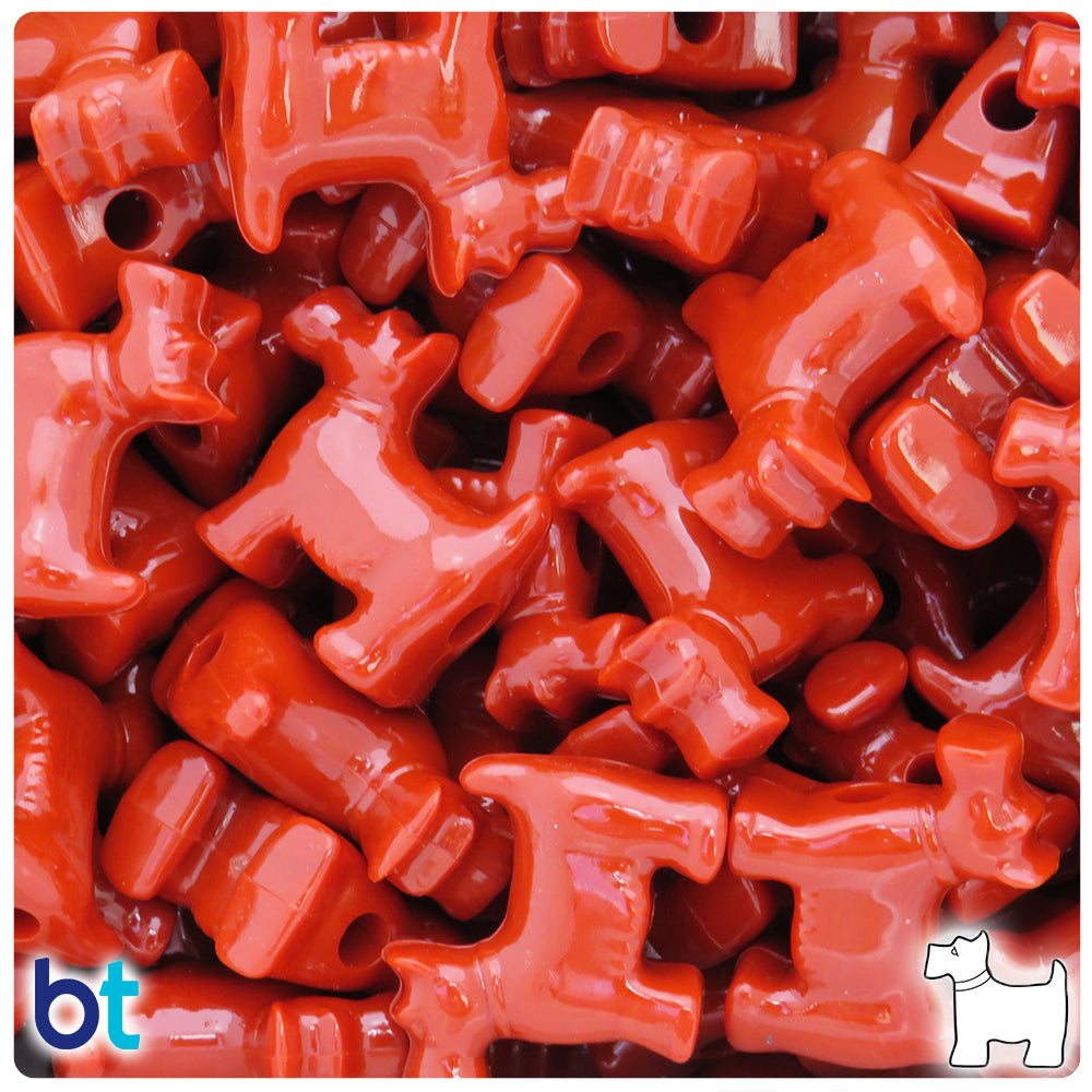 Rust Opaque 24mm Scotty Dog Pony Beads (24pcs)