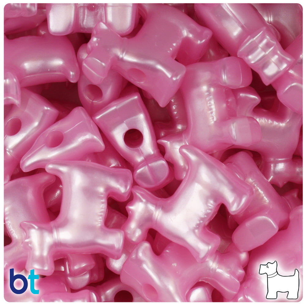 Light Pink Pearl 24mm Scotty Dog Pony Beads (8pcs)