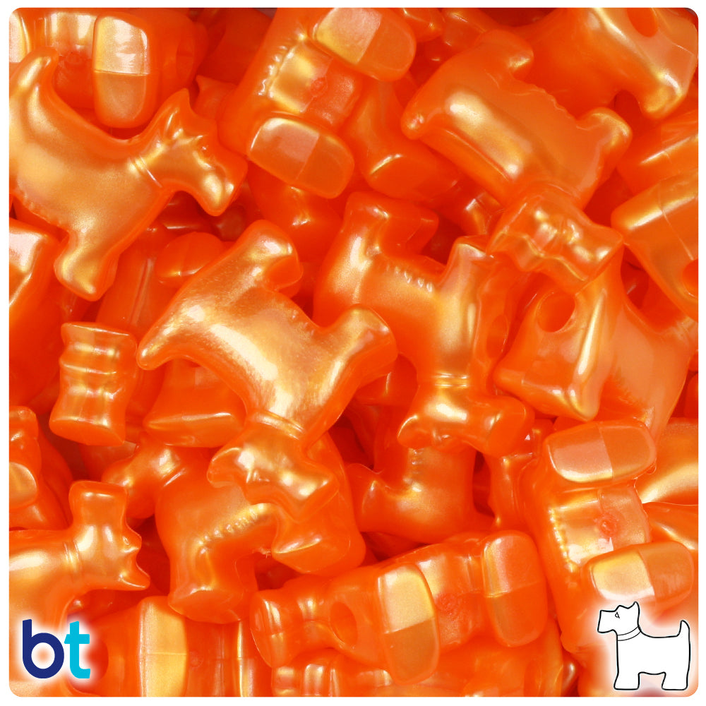 Orange Pearl 24mm Scotty Dog Pony Beads (8pcs)