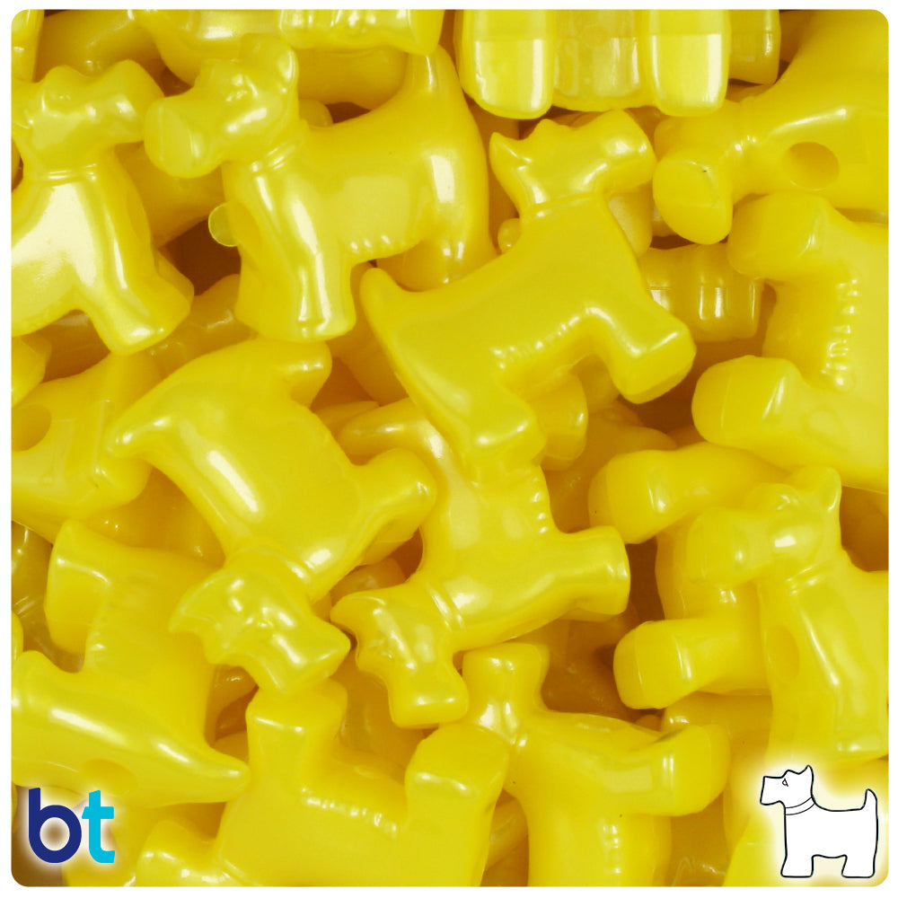 Yellow Pearl 24mm Scotty Dog Pony Beads (24pcs)