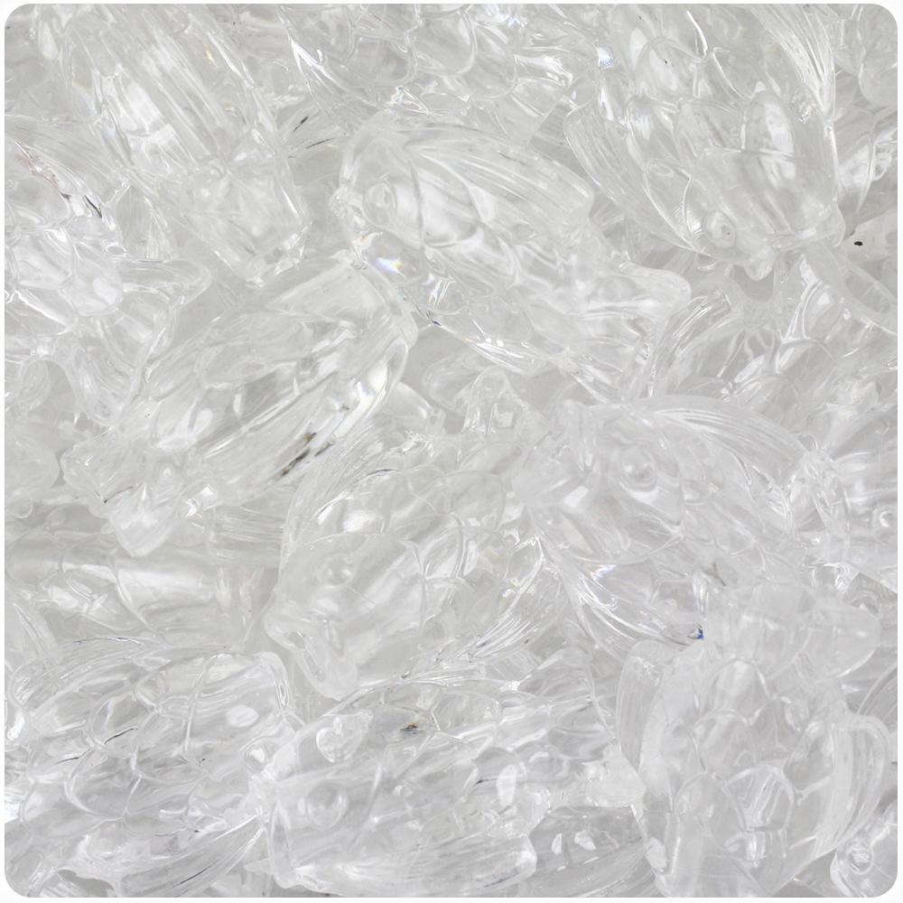 Crystal Transparent 24mm Fish Pony Beads (8pcs)