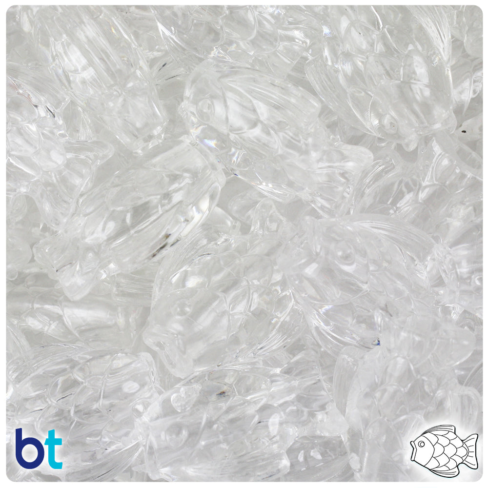 Crystal Transparent 24mm Fish Pony Beads (24pcs)