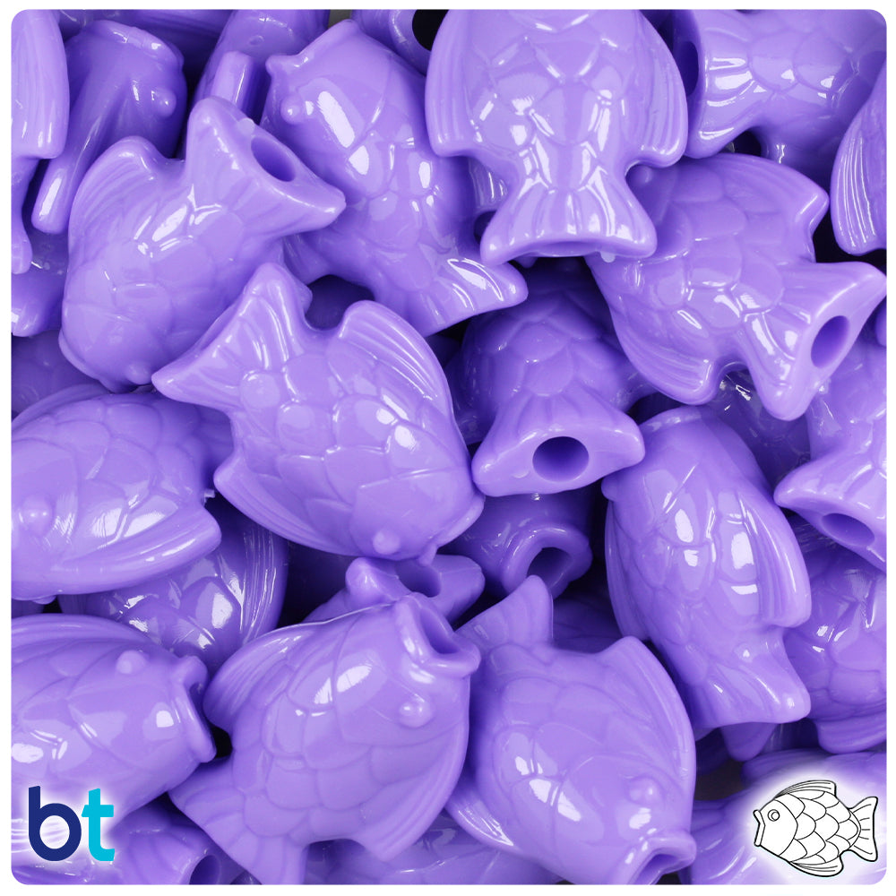 Lilac Opaque 24mm Fish Pony Beads (24pcs)