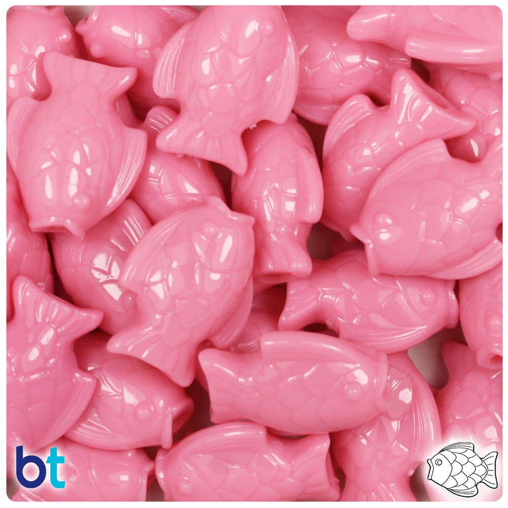 Baby Pink Opaque 24mm Fish Pony Beads (24pcs)