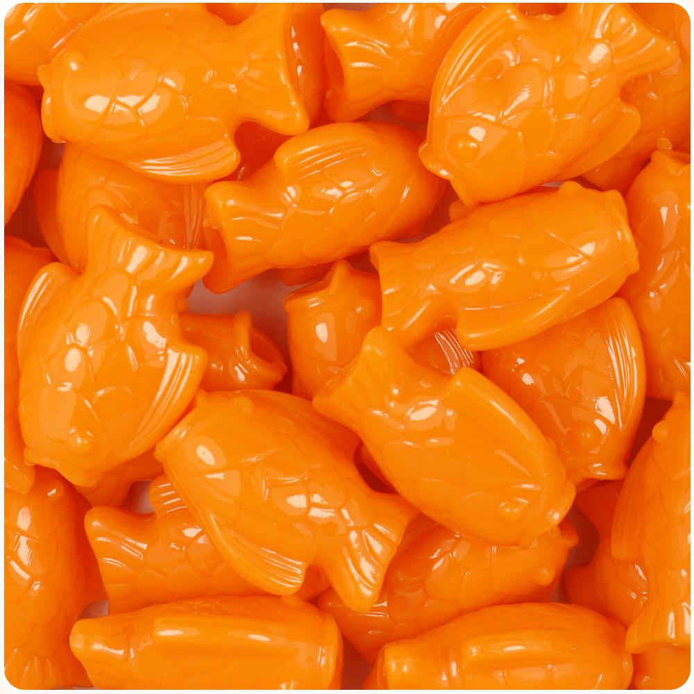 Orange Opaque 24mm Fish Pony Beads (8pcs)