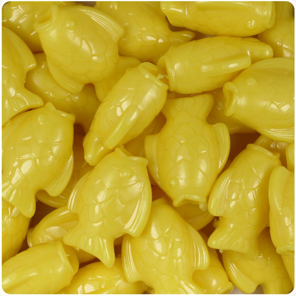 Yellow Opaque 24mm Fish Pony Beads (8pcs)