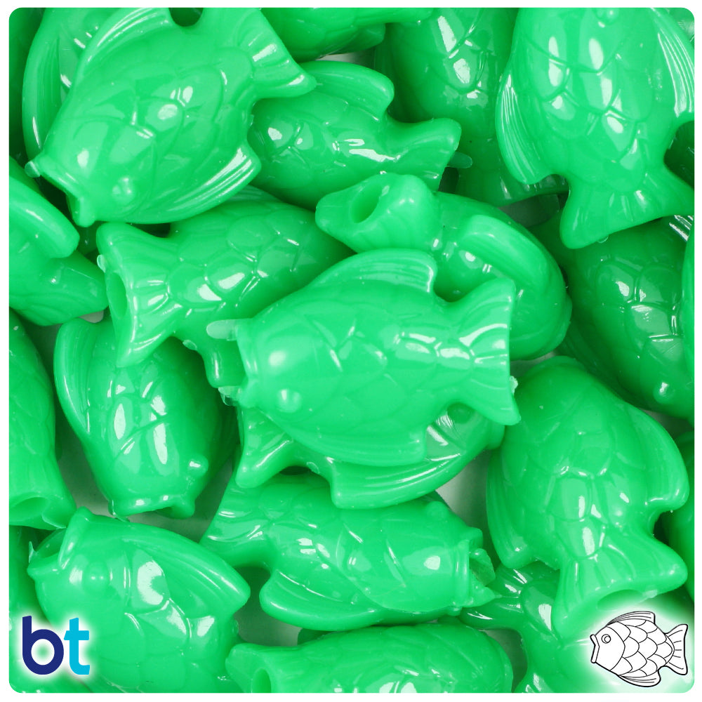 Grasshopper Neon Bright 24mm Fish Pony Beads (24pcs)