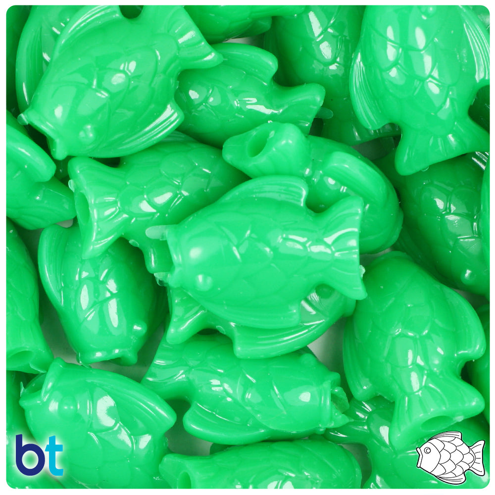 Grasshopper Neon Bright 24mm Fish Pony Beads (8pcs)