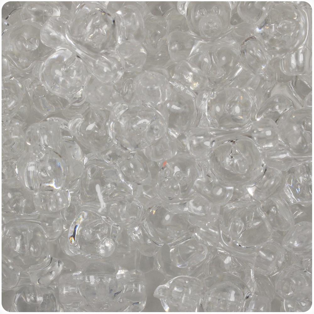 Crystal Transparent 25mm Teddy Bear Pony Beads (8pcs)