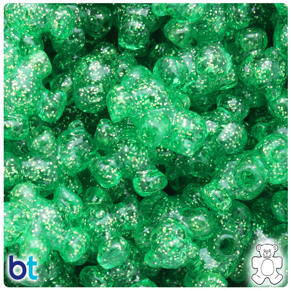 Mint Sparkle 25mm Teddy Bear Pony Beads (24pcs)