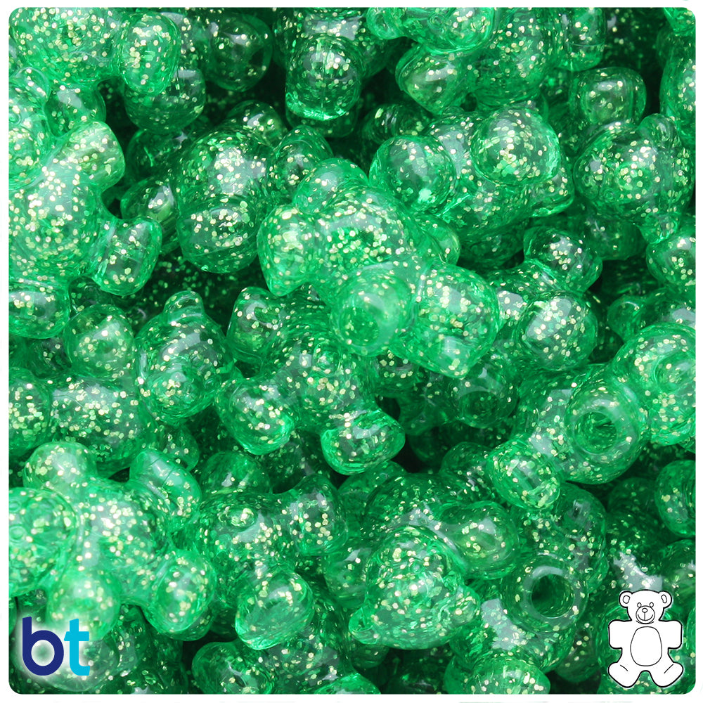 Mint Sparkle 25mm Teddy Bear Pony Beads (8pcs)