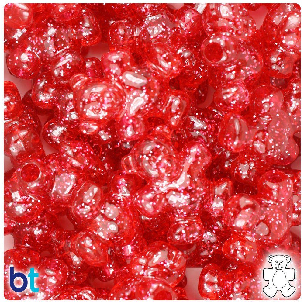 Ruby Sparkle 25mm Teddy Bear Pony Beads (24pcs)