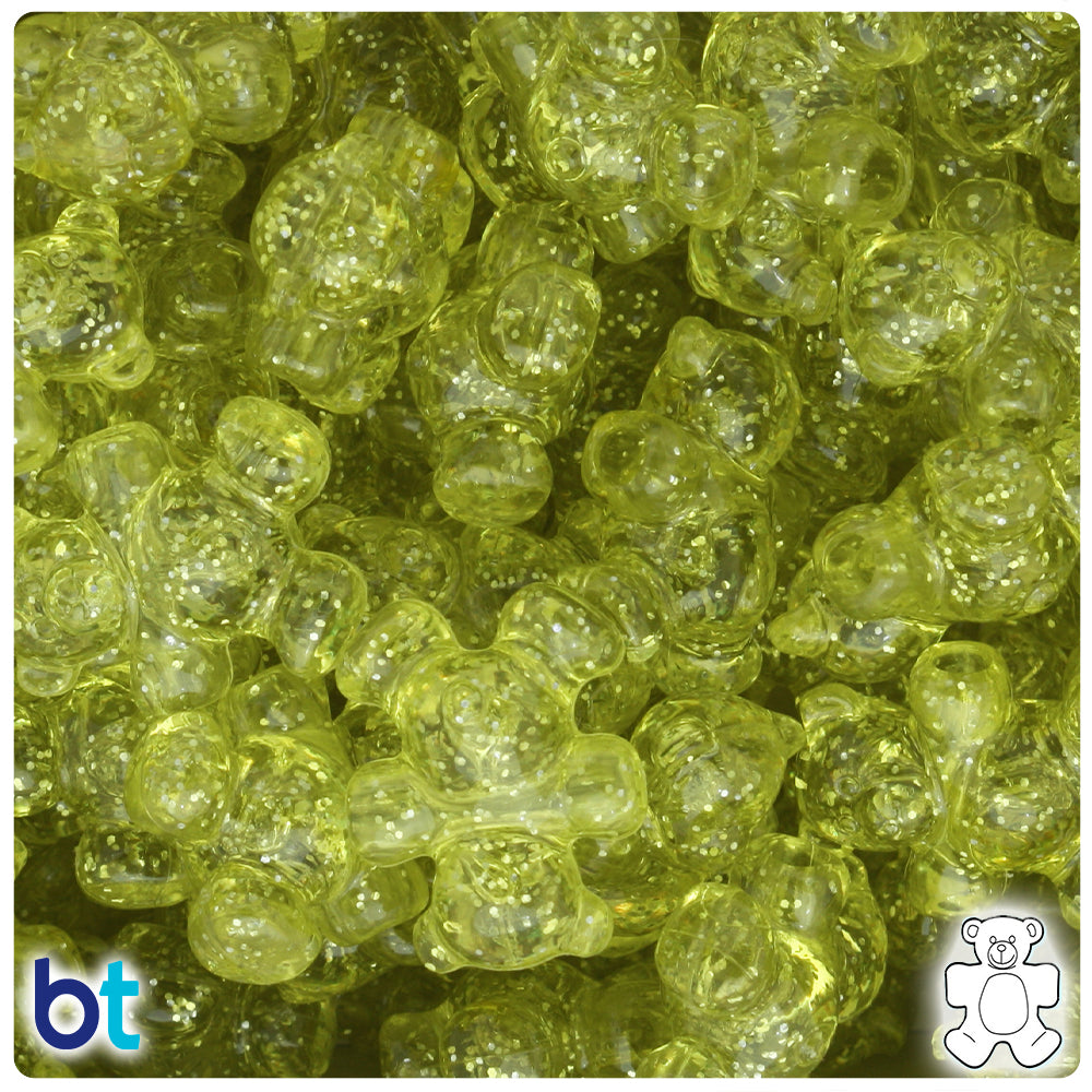 Yellow Sparkle 25mm Teddy Bear Pony Beads (24pcs)