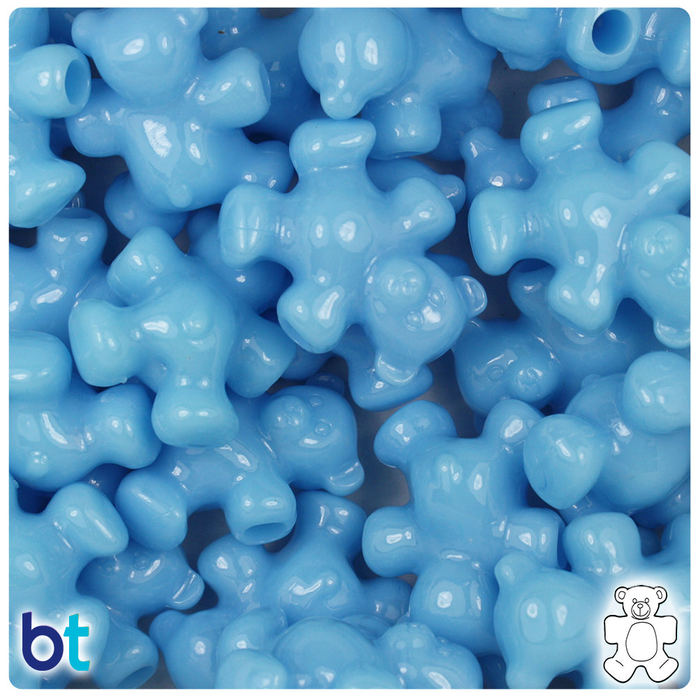 Royal Blue Opaque 25mm Teddy Bear Pony Beads (24pcs)
