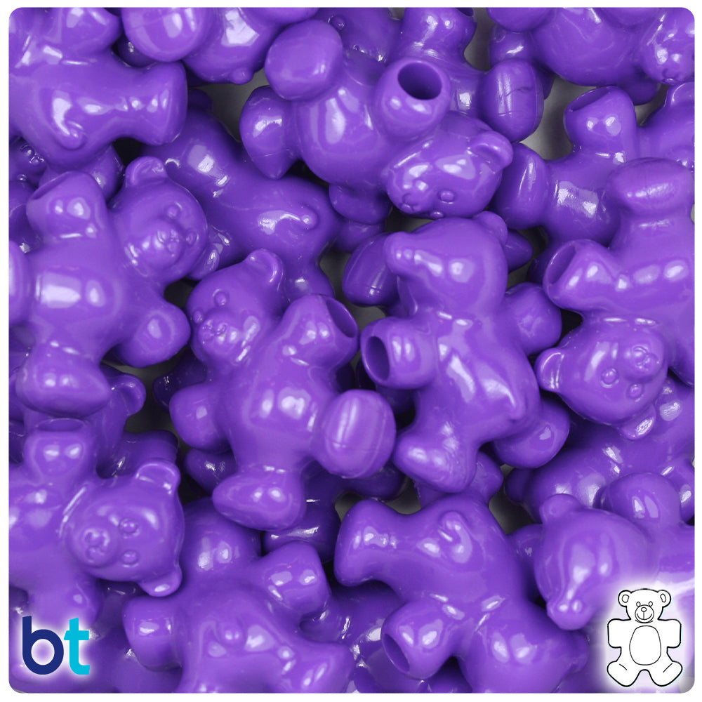 Dark Lilac Opaque 25mm Teddy Bear Pony Beads (24pcs)