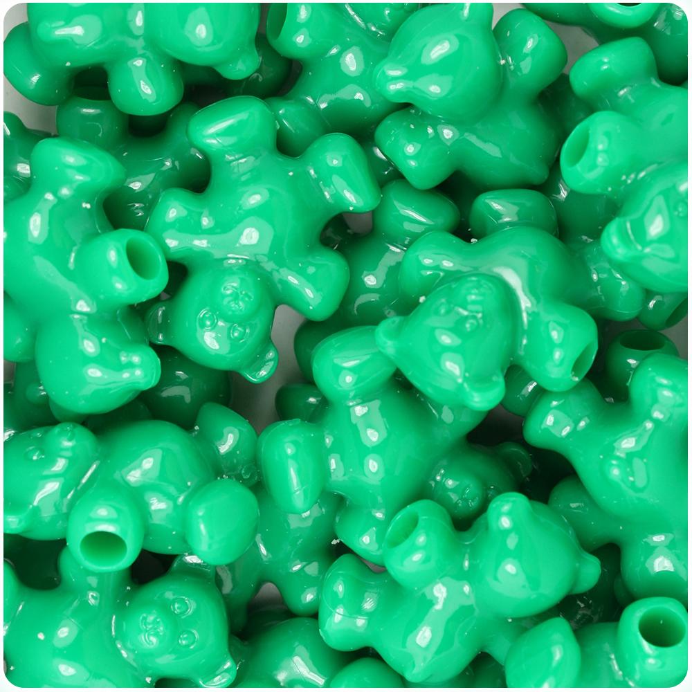 Green Opaque 25mm Teddy Bear Pony Beads (8pcs)