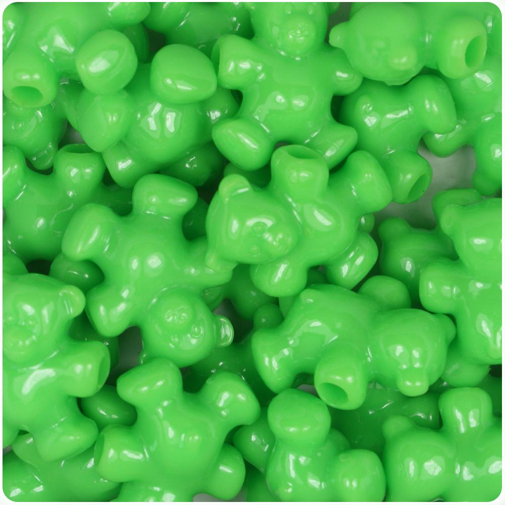 Lime Opaque 25mm Teddy Bear Pony Beads (8pcs)