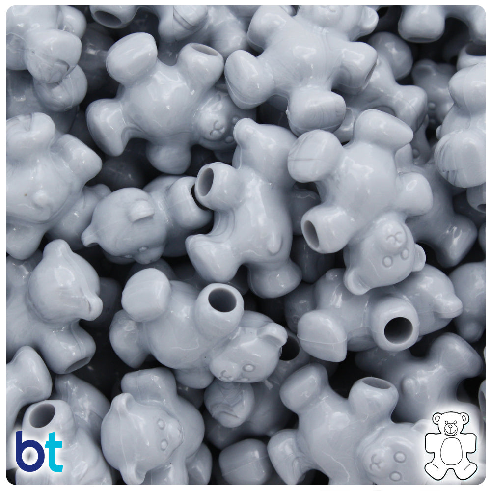 Grey Opaque 25mm Teddy Bear Pony Beads (24pcs)