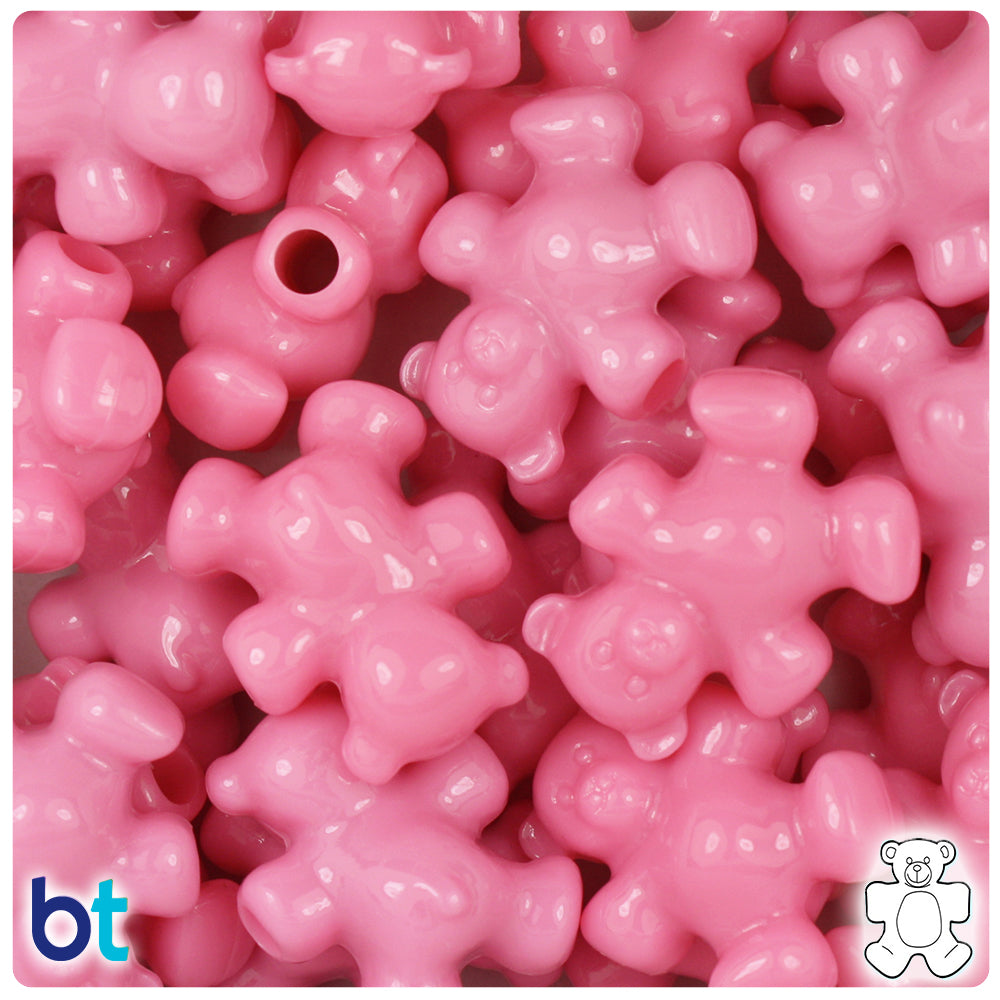 Baby Pink Opaque 25mm Teddy Bear Pony Beads (24pcs)