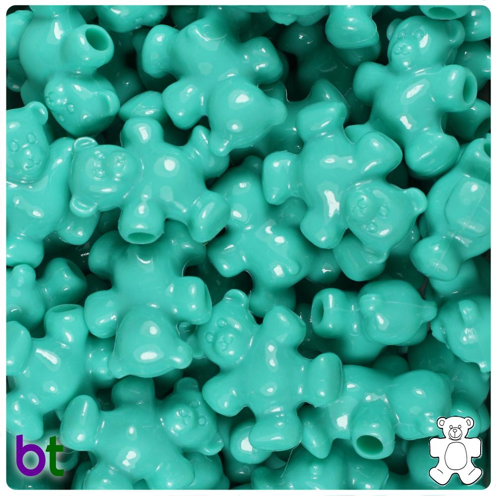 Light Turquoise Opaque 25mm Teddy Bear Pony Beads (8pcs)