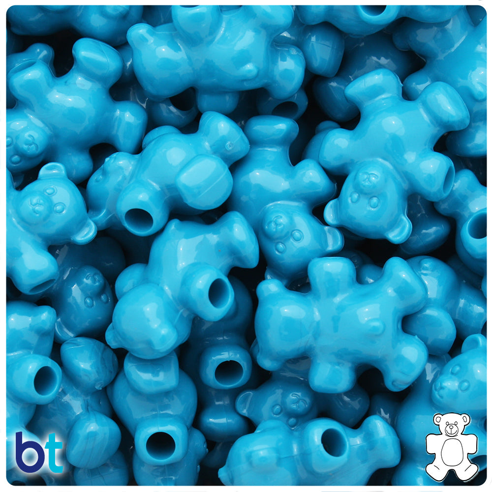 Dark Turquoise Opaque 25mm Teddy Bear Pony Beads (8pcs)