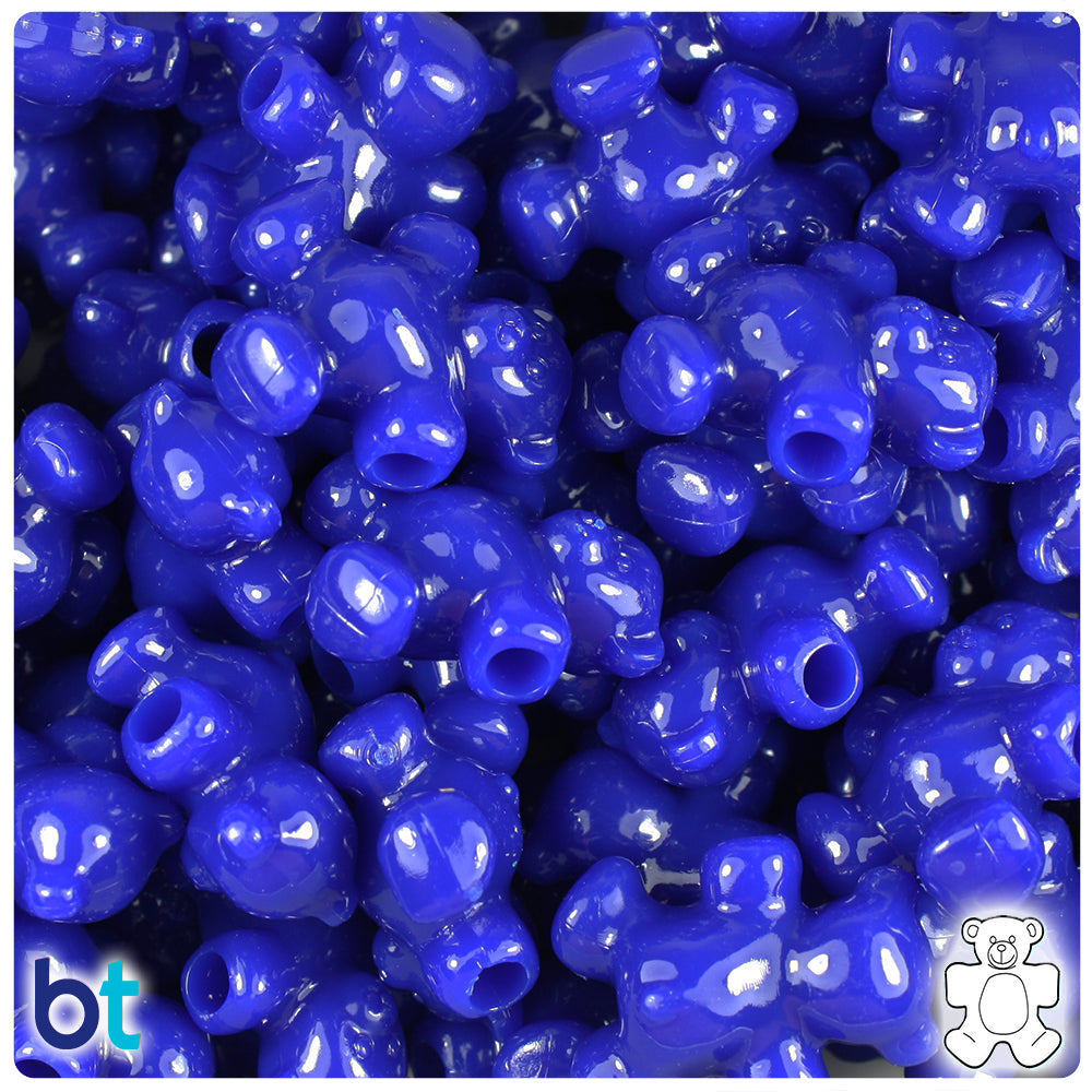 Royal Blue Opaque 25mm Teddy Bear Pony Beads (24pcs)