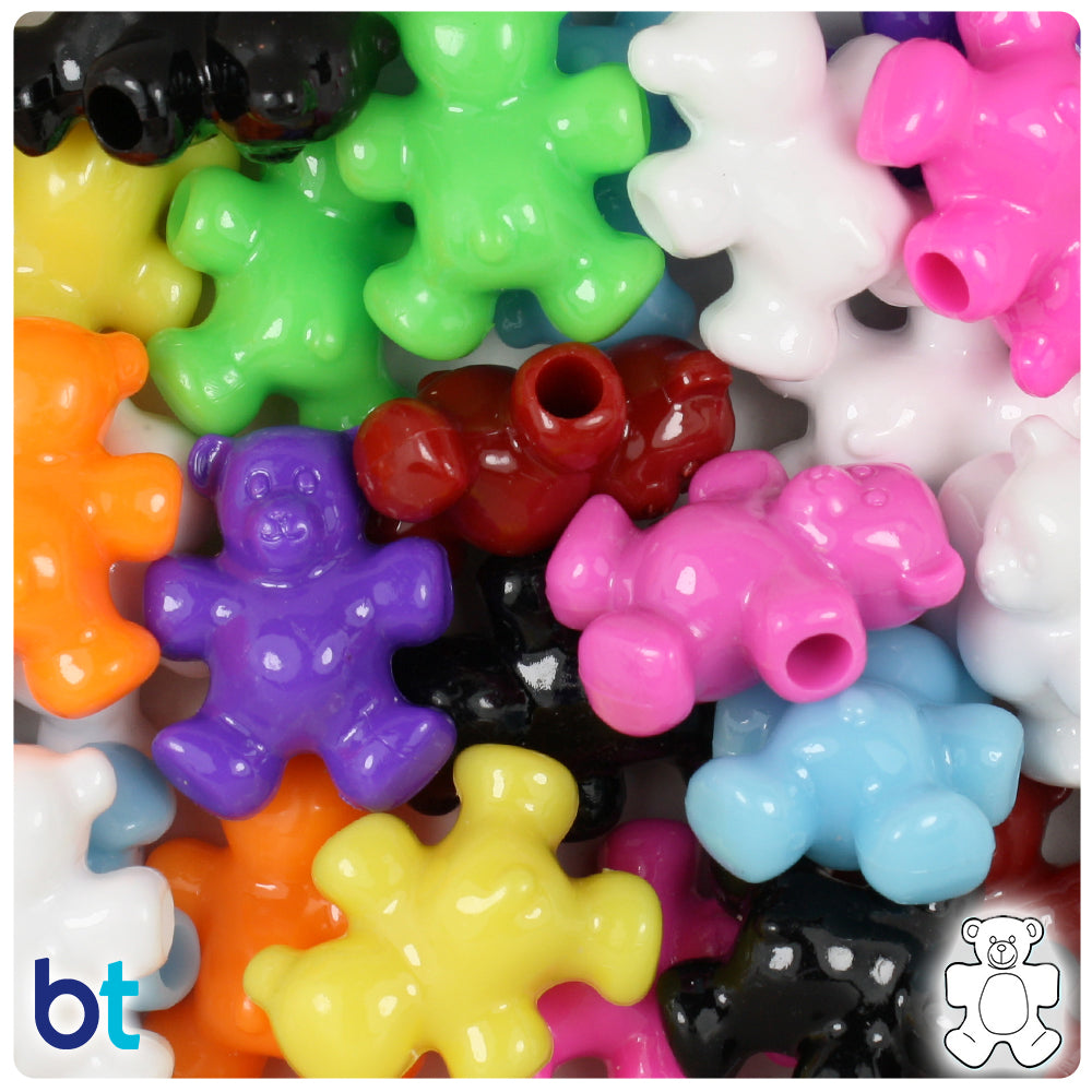 Opaque Mix 25mm Teddy Bear Pony Beads (24pcs)