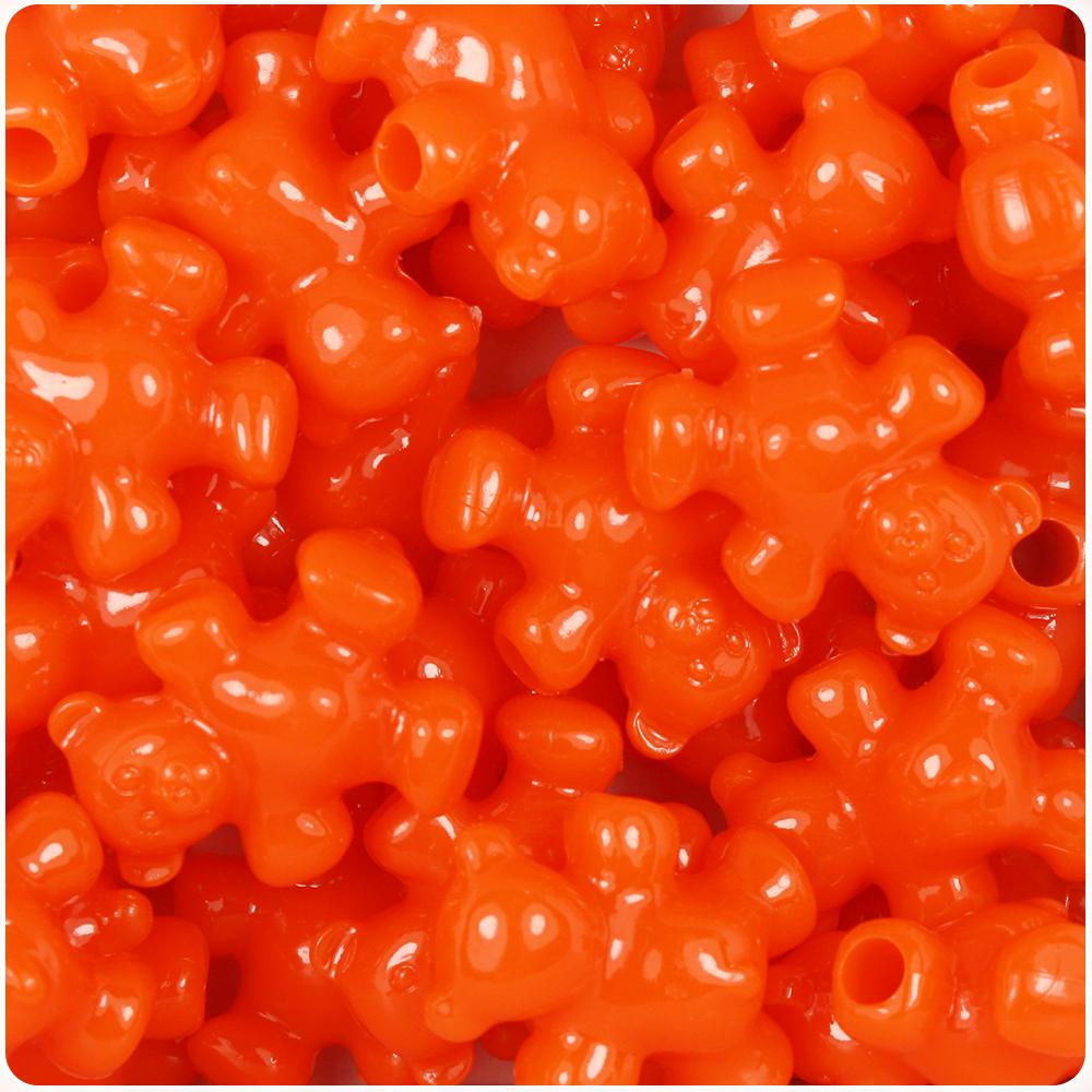 Tangelo Neon Bright 25mm Teddy Bear Pony Beads (8pcs)