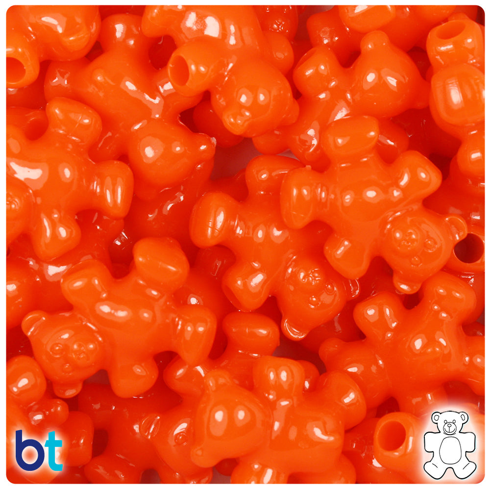 Tangelo Neon Bright 25mm Teddy Bear Pony Beads (24pcs)