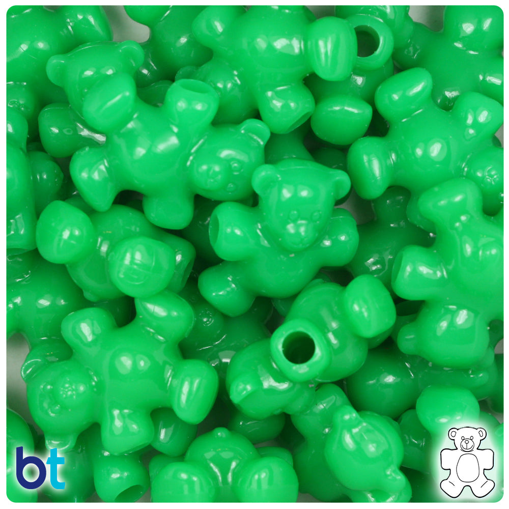 BeadTin Opaque Mix 25mm Teddy Bear Plastic Pony Beads (24pcs