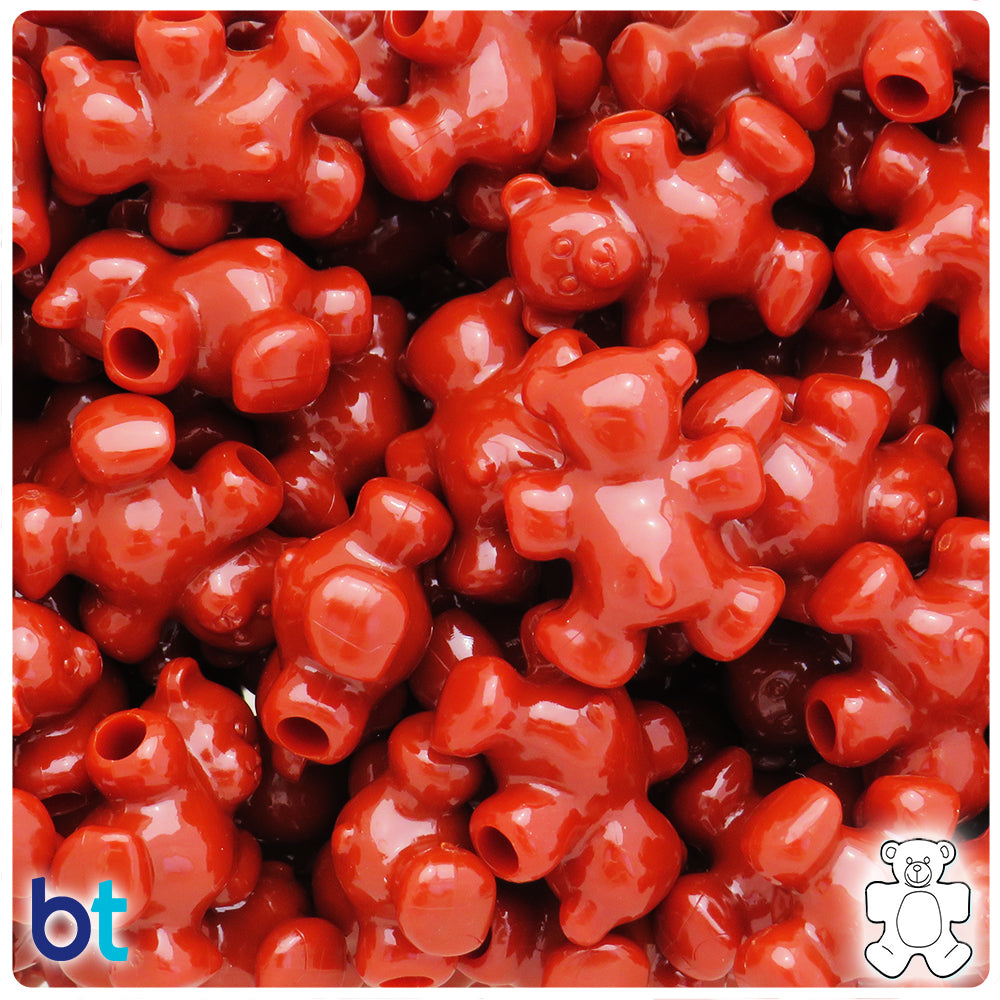 Rust Opaque 25mm Teddy Bear Pony Beads (24pcs)