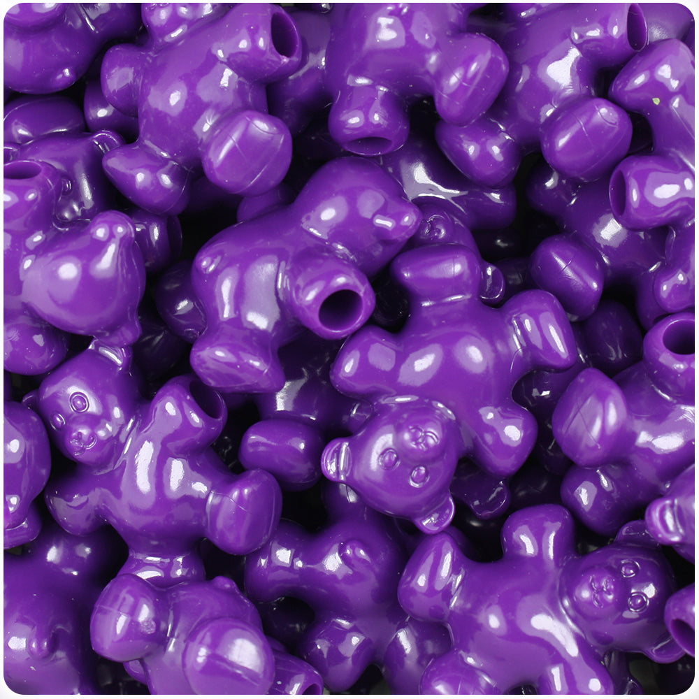 Plum Neon Bright 25mm Teddy Bear Pony Beads (8pcs)